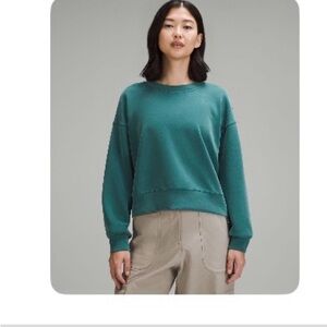 Soft stream cropped over sized cropped crew  storm Teal Crewneck Sweater - Women